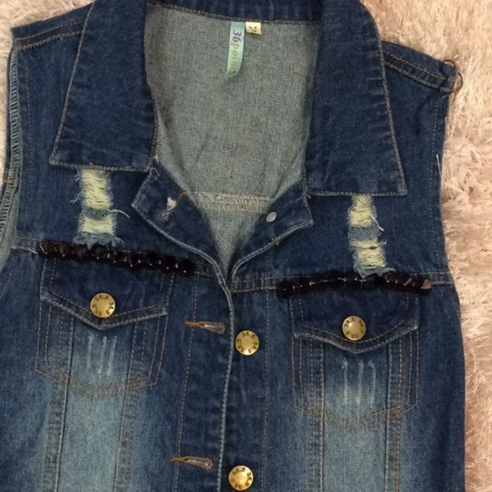 DENIM STUDDED VEST - Picture 3 of 3